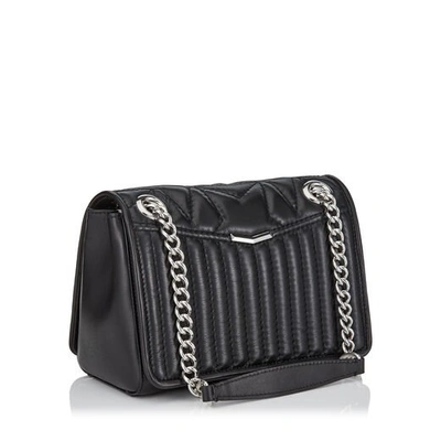 Shop Jimmy Choo Helia Shoulder Bag/s Black And Silver Star Matelassé Nappa Shoulder Bag With Chain Strap In Black/silver