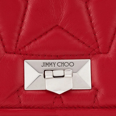 Shop Jimmy Choo Helia Shoulder Bag/s Red Star Matelassé Nappa Shoulder Bag With Silver Chain Strap