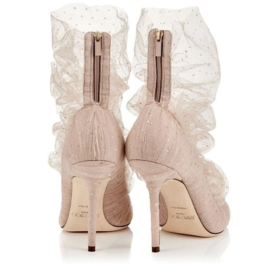 LAVISH 100 Ballet Pink Suede Pump with Ballet Pink and Gold Glitter Tulle Overlay