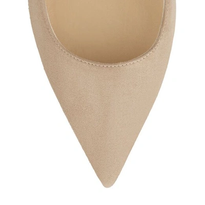 Shop Jimmy Choo Anouk Nude Suede Pointy Toe Pumps