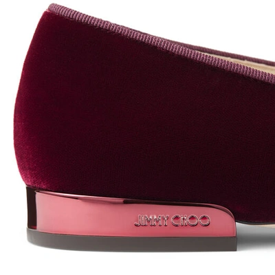 Shop Jimmy Choo Jaida Flat Bordeaux Velvet Square Toe Flats