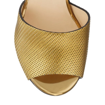 Shop Jimmy Choo Deedee 125 Gold Net Embossed Liquid Mirror Leather Sandal Wedge