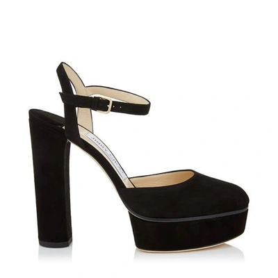 MAPLE 125 Black Suede Platform Pumps