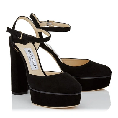 MAPLE 125 Black Suede Platform Pumps