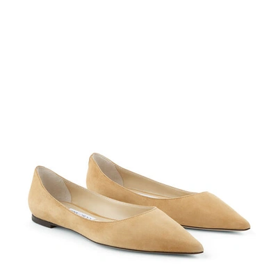 Shop Jimmy Choo Love Flat Butter Rum Suede Flat Pumps