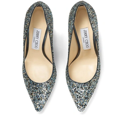 Shop Jimmy Choo Romy 100 Electric Blue Mix Party Coarse Glitter Fabric Pointed Toe Pumps