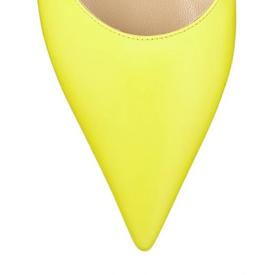 Shop Jimmy Choo Rav 65 Fluorescent Yellow Liquid Leather Mule Pump In Fluo Yellow