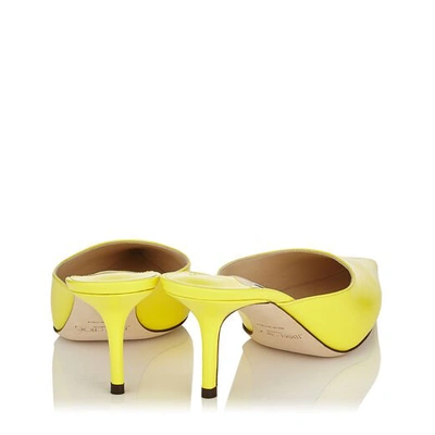 Shop Jimmy Choo Rav 65 Fluorescent Yellow Liquid Leather Mule Pump In Fluo Yellow