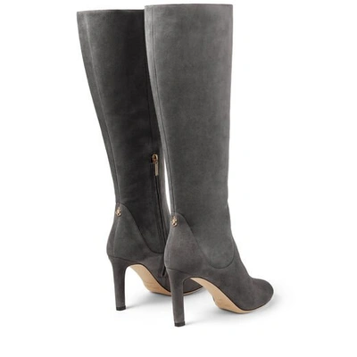 Shop Jimmy Choo Tempe 85 Dusk Suede Leather Knee Boots