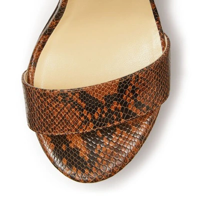 Shop Jimmy Choo Aimee 125 Cuoio Snake Print Leather Sandal Wedges