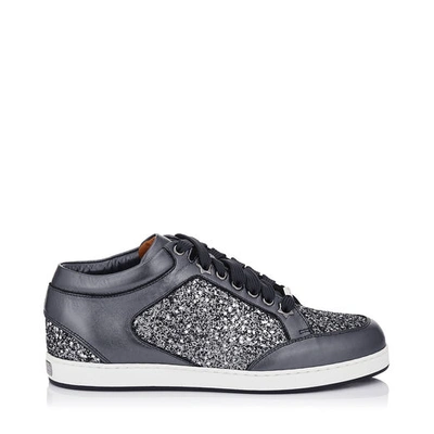 Shop Jimmy Choo Miami Gunmetal Mix Star Coarse Glitter Fabric And Metallic Nappa Trainers