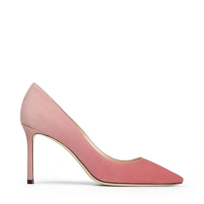 Shop Jimmy Choo Romy 85 Bubblegum And Blush-pink Dégradé Suede Pointed Pumps In Bubble/blush