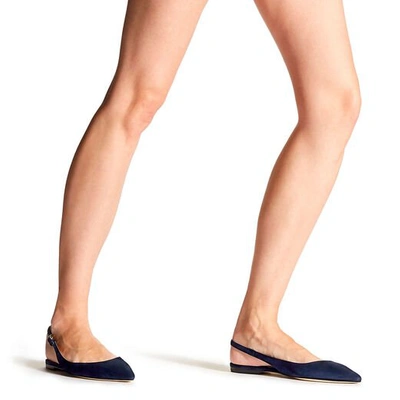 Shop Jimmy Choo Erin Flat Navy Suede Slingback Flats