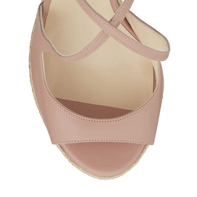 DAKOTA 120 Ballet Pink Nappa Leather Wedge with Tonal Metallic Raffia