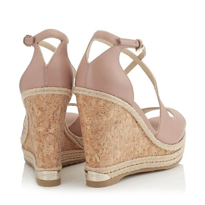 DAKOTA 120 Ballet Pink Nappa Leather Wedge with Tonal Metallic Raffia