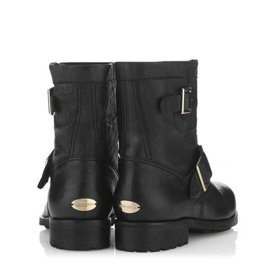 Jimmy Choo Youth Buckled Crinkled-leather Ankle Boots In Black