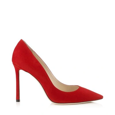 Shop Jimmy Choo Romy 100 Red Suede Pointy Toe Pumps