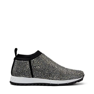Jimmy Choo Norway Crystal-embellished Slip-on Sneakers In Black/smoke Mix