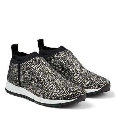 Jimmy Choo Norway Crystal-embellished Slip-on Sneakers In Black/smoke Mix
