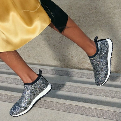 Jimmy Choo Norway Crystal-embellished Slip-on Sneakers In Black/smoke Mix