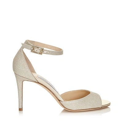 ANNIE 85 Platinum Ice Dusty Glitter Peep Toe Sandals