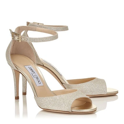 ANNIE 85 Platinum Ice Dusty Glitter Peep Toe Sandals