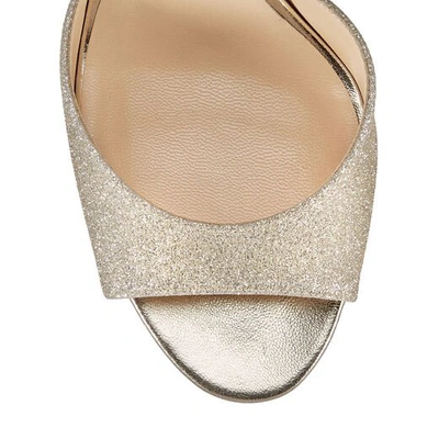 ANNIE 85 Platinum Ice Dusty Glitter Peep Toe Sandals