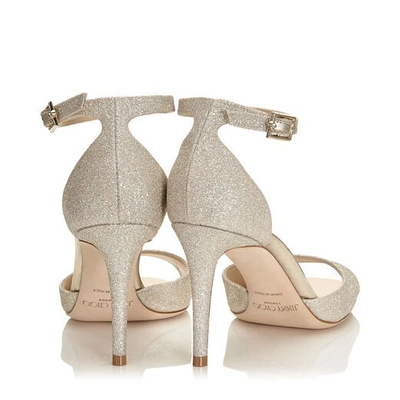 ANNIE 85 Platinum Ice Dusty Glitter Peep Toe Sandals