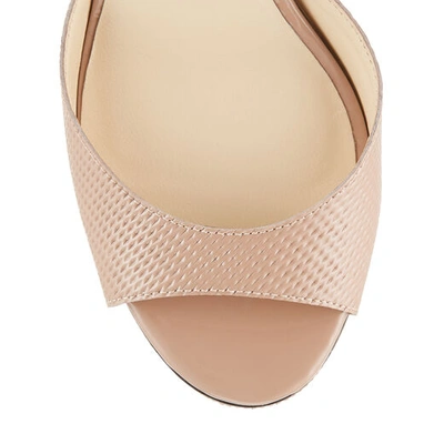 Shop Jimmy Choo Peachy 105 Ballet Pink Net Embossed Patent Leather Platform Sandal
