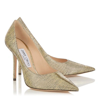 Shop Jimmy Choo Love 100 Gold Metallic Lizard Print Leather Point-toe Pumps