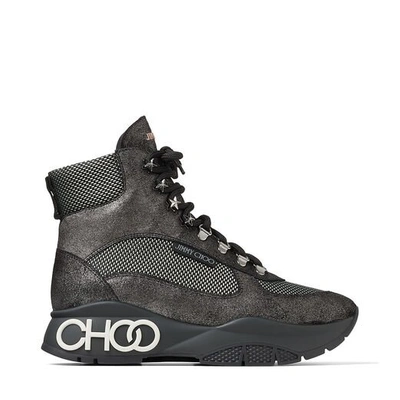 Shop Jimmy Choo Inca/f Anthracite Crosta Suede And Technical Mesh Trainers