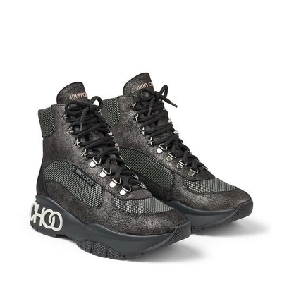 Shop Jimmy Choo Inca/f Anthracite Crosta Suede And Technical Mesh Trainers