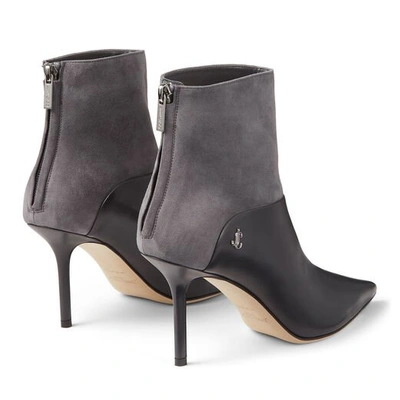 Shop Jimmy Choo Beyla 85 Dusk Calf Leather And Suede Ankle Booties With Jc Button Detailing In Dusk/dusk