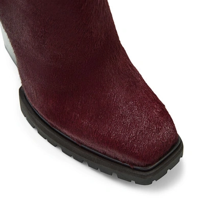Shop Jimmy Choo Madra 130 Bordeaux Pony Skin Platform Ankle Boots