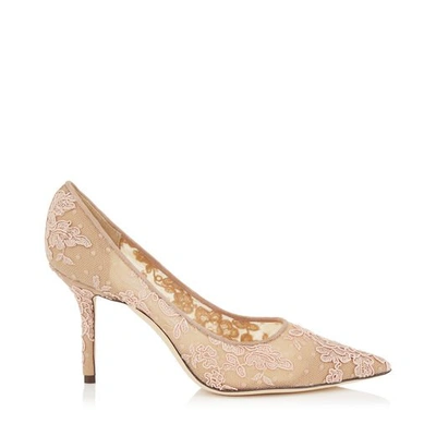 Shop Jimmy Choo Love 85 Ballet Pink Floral Lace Pointy Toe Pumps