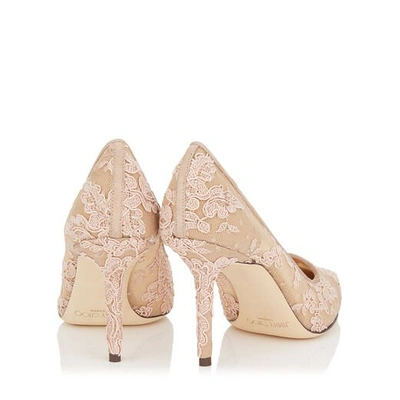 Shop Jimmy Choo Love 85 Ballet Pink Floral Lace Pointy Toe Pumps