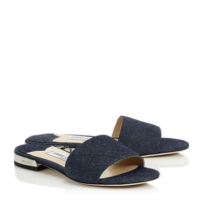 Shop Jimmy Choo Joni Flat Indigo Denim Slides