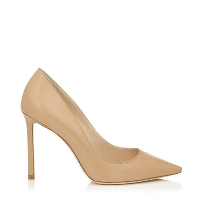 Shop Jimmy Choo Romy 100 Nude Kid Leather Pointy Toe Pumps