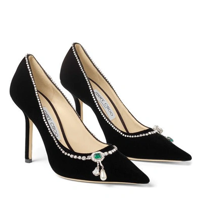 Shop Jimmy Choo Love 100 In Black/crystal Mix