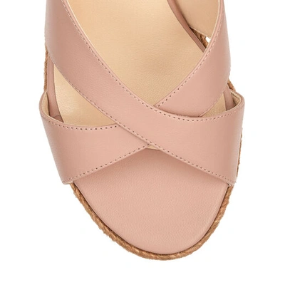 Shop Jimmy Choo Almer 50 Ballet Pink Nappa Leather Sandal Mules With Braid Trim Wedge
