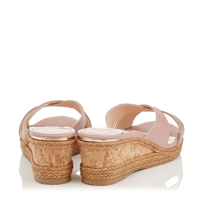 Shop Jimmy Choo Almer 50 Ballet Pink Nappa Leather Sandal Mules With Braid Trim Wedge