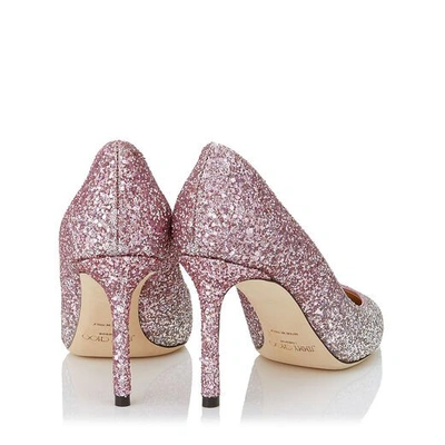 ROMY 85 Platinum and Flamingo Ice Glitter Dégradé Fabric Pointy Toe Pumps