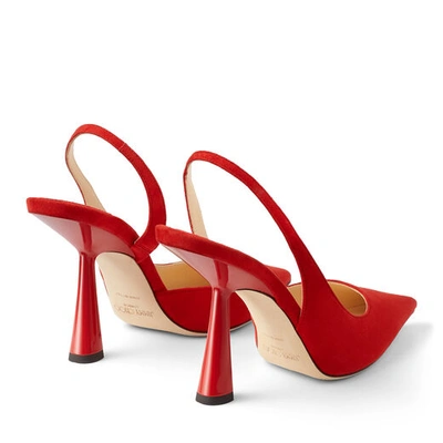 Shop Jimmy Choo Fetto 100 Red Suede Pointed Toe Pumps