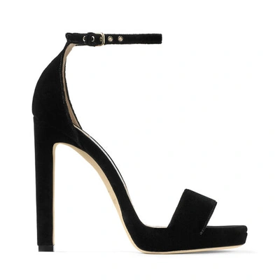 Shop Jimmy Choo Misty 120 Black Velvet Platform Sandals