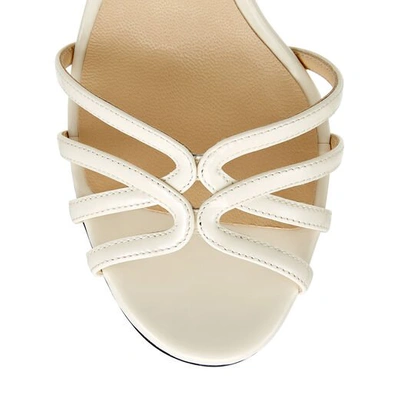 Jimmy Choo White Patent Mimi 100 Sandals In Latte