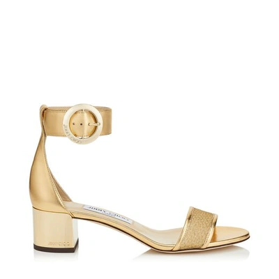 Shop Jimmy Choo Jaimie 40 Gold Lurex Mesh Sandal With Round Buckle Fastening