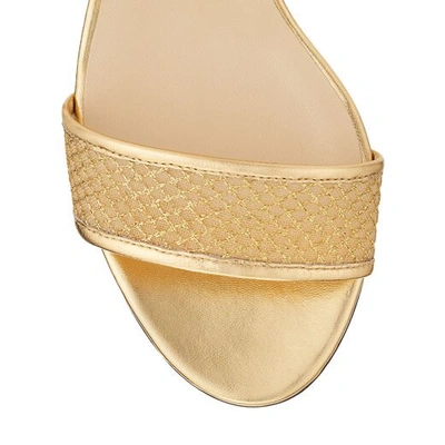 Shop Jimmy Choo Jaimie 40 Gold Lurex Mesh Sandal With Round Buckle Fastening