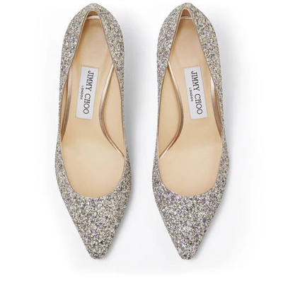 ROMY 60 Platinum Mix Painted Coarse Glitter Fabric Pointy Toe Pumps