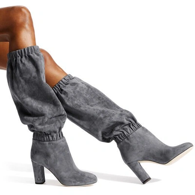 Shop Jimmy Choo Maxyn 85 Dusk Suede Knee Boots