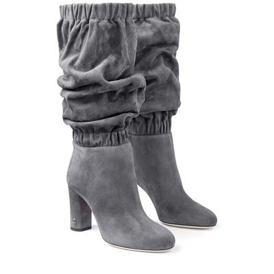 Shop Jimmy Choo Maxyn 85 Dusk Suede Knee Boots